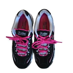 Skechers D'Lites Black and Pink Women's Sneakers